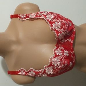Fredericks of Hollywood Plus Size Bra 42C, Red and White, EUC